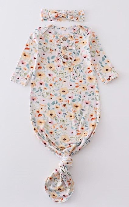Mustard Flower Baby Gown