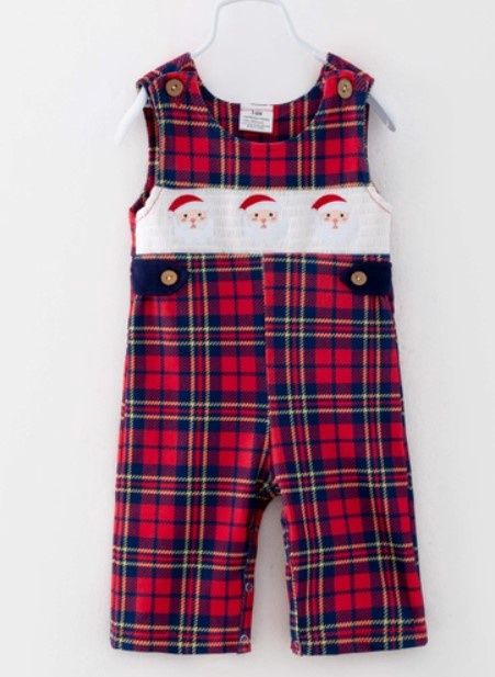 Christmas Plaid  Santa Smocked John John