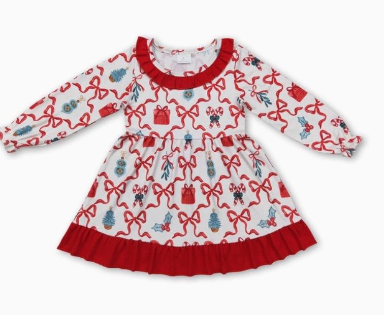 LS Red Bow Christmas Dress