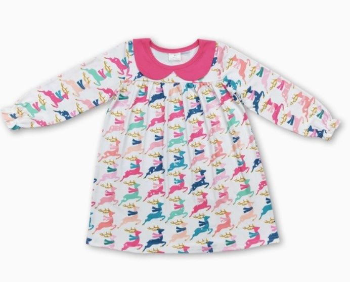 Colorful Reindeer Collar Dress