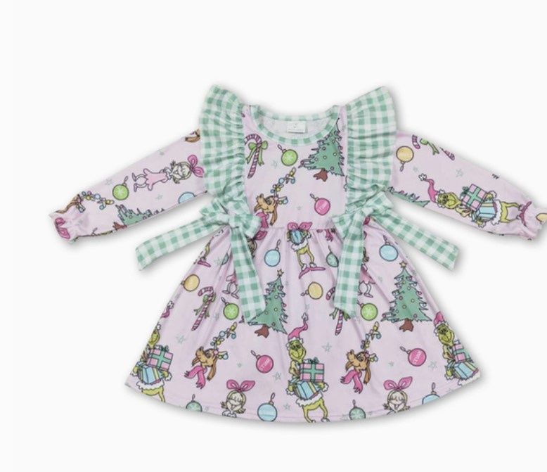 Pink Grinch Print Dress
