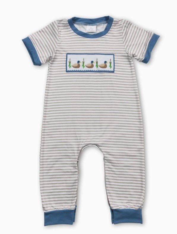 Beige Stripe Duck Romper