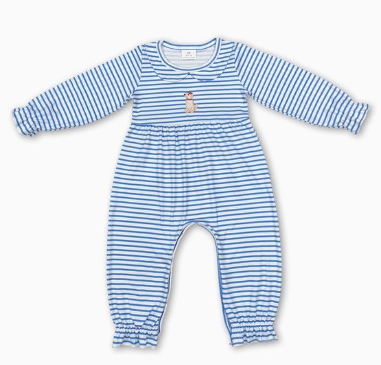 Blue Stripe Dog Romper