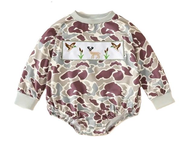 Embd Camo LS Romper