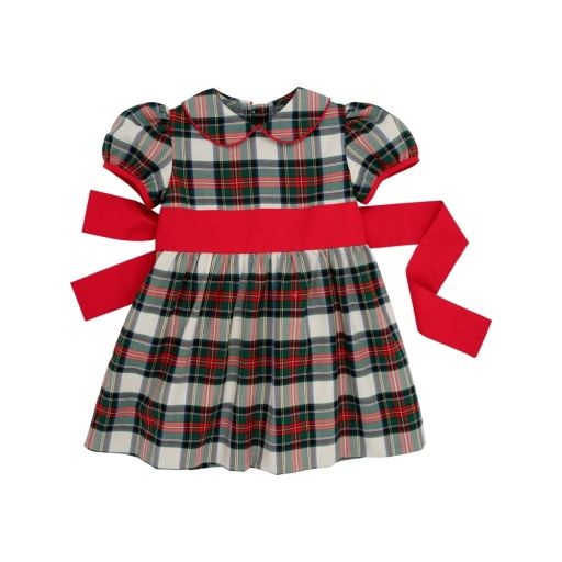 Cindy Lou Sash Dress- Aiken Place Plaid, Colour: Aiken Place Plaid/Richmond Red, Size: 8