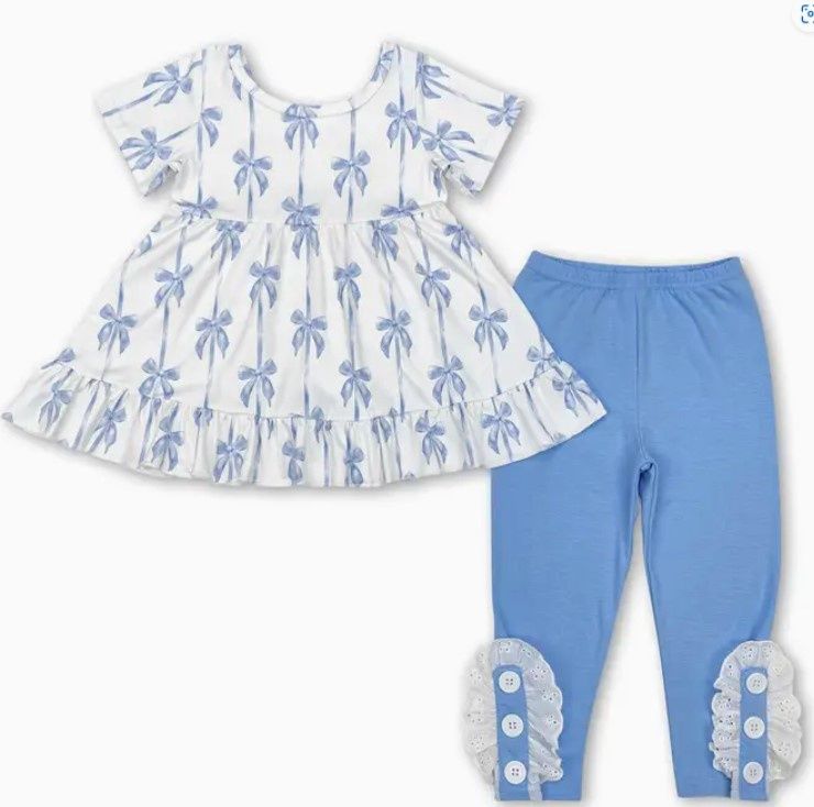 Blue Bow SS Lace Outfit