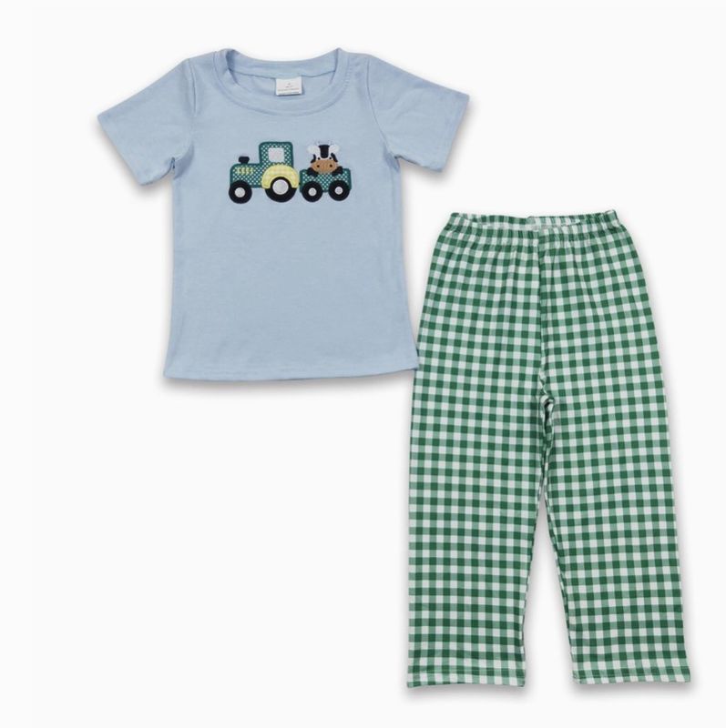 Blue Cow Tractor Set