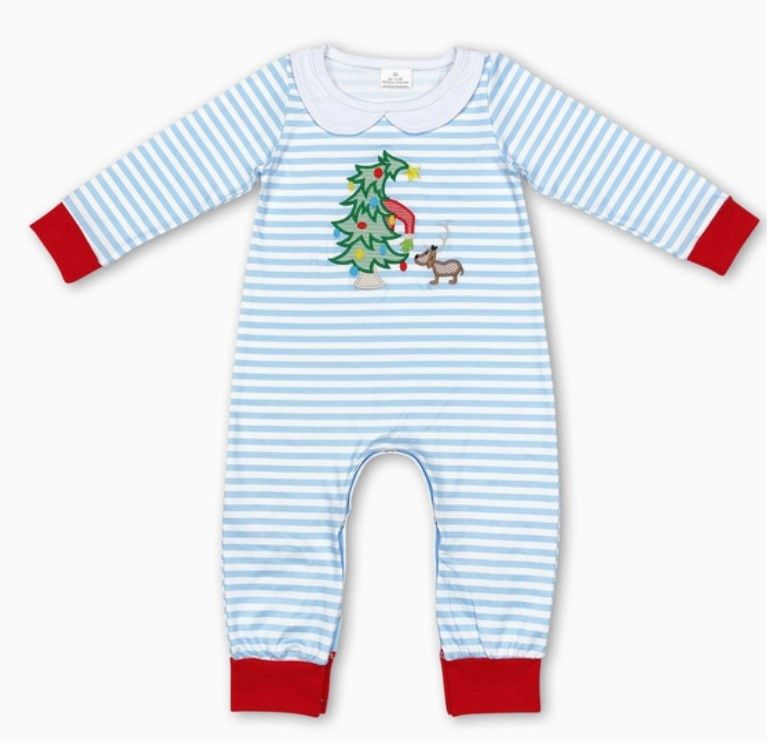 Blue Stripe Grinch PP Romper