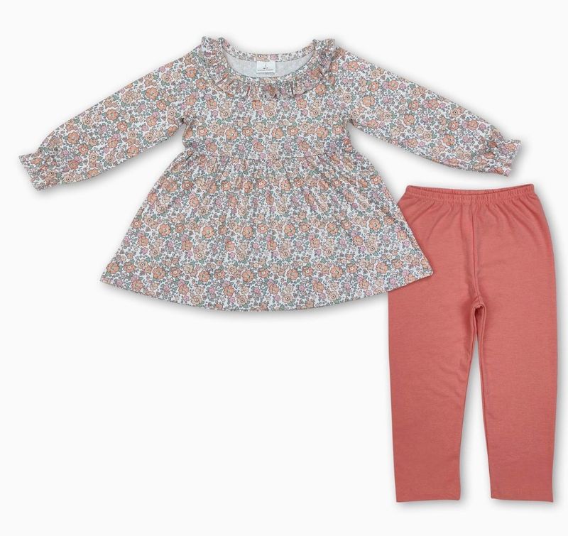 Coral Floral LS Outfit