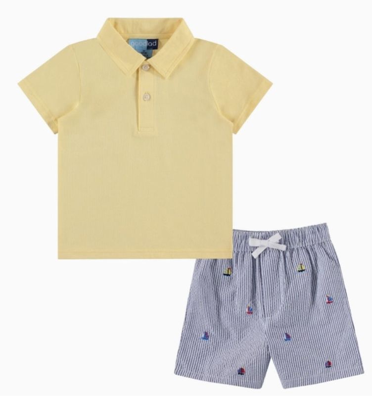 Yellow Polo Sailboat Short Set