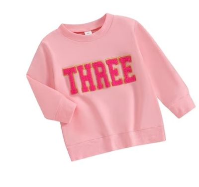 Girl Three Chenille Patch Sweatshirt