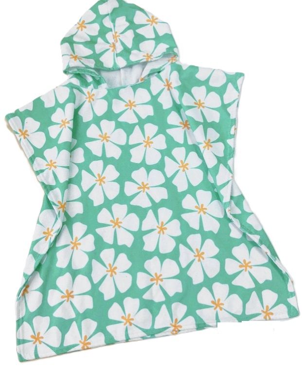 Hooded Beach Towel, Material: Teal Flower