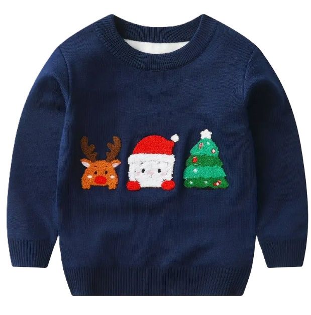 Navy French Knot Christmas Sweater