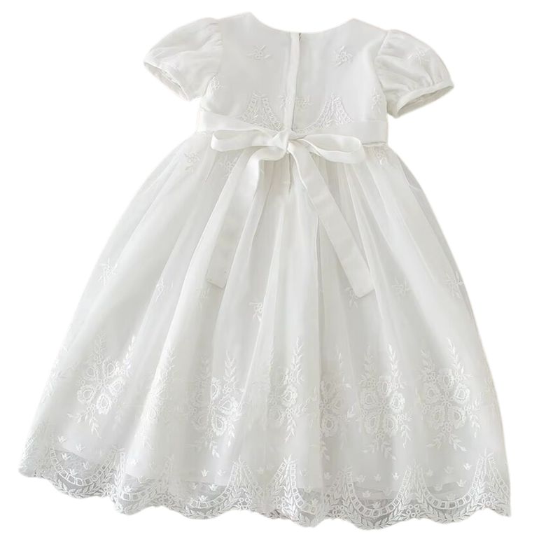 Long White Lace Overall Christening Gown