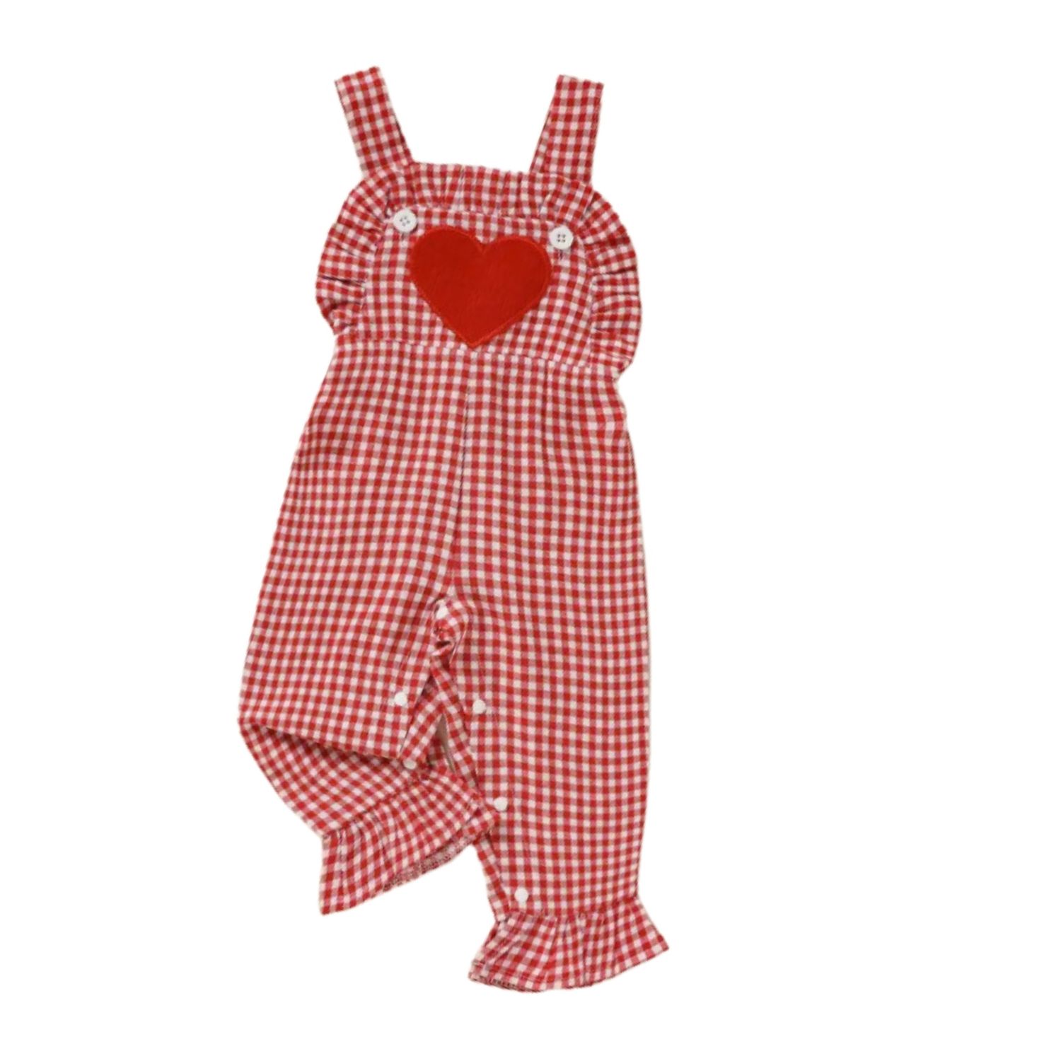 Red Gingham App Heart Overall