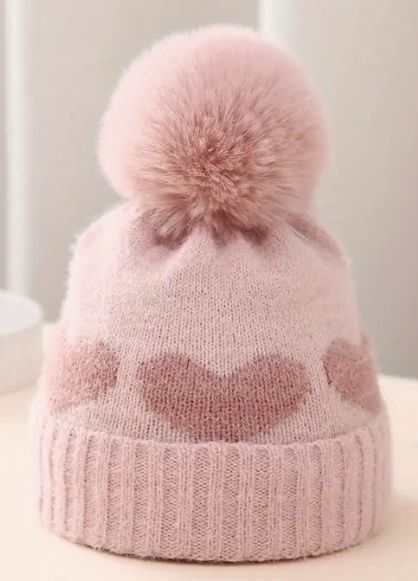 POM POM PINK HEART HAT