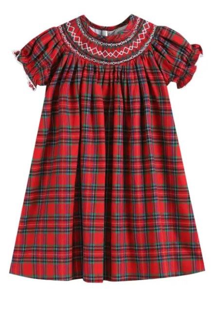 Smocked Tartan Plaid Bishop