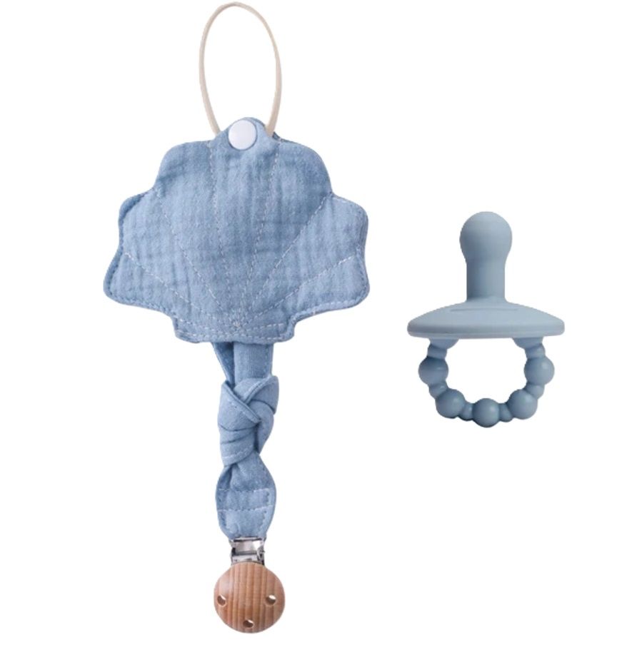 Little Shell Paci Clip, Colour: Blue