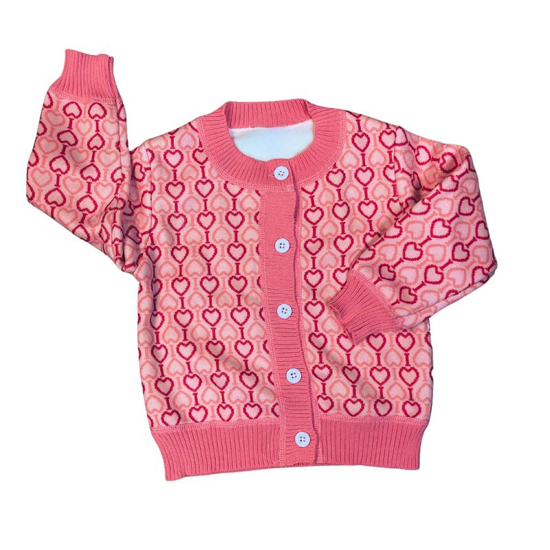 Pink Heart Fleece Lined Cardigan