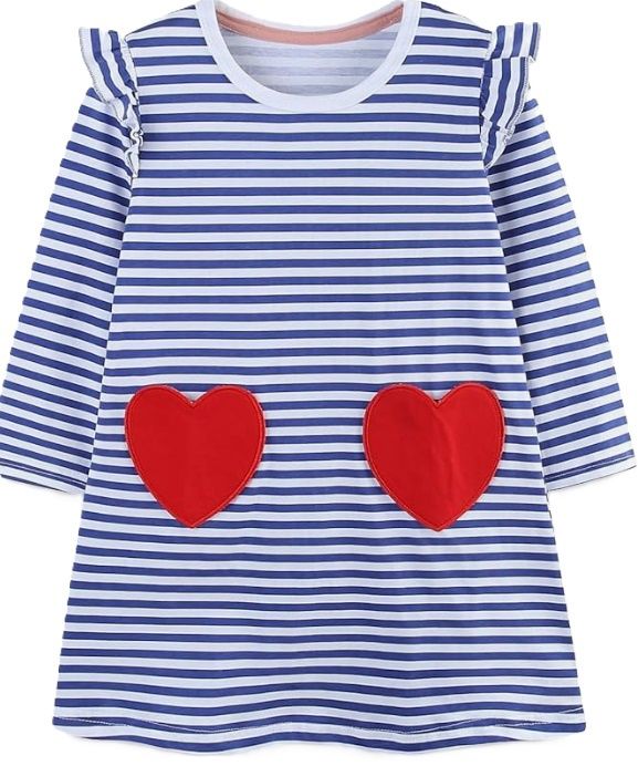 Navy Stripe Heart Pocket Dress