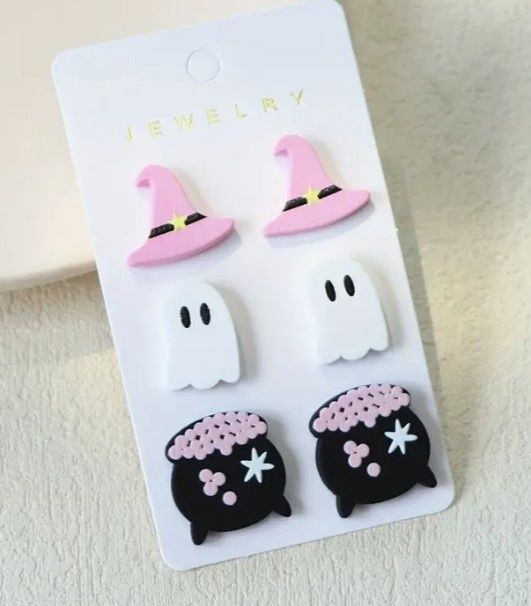 HALLOWEEN PINK EARRINGS SET