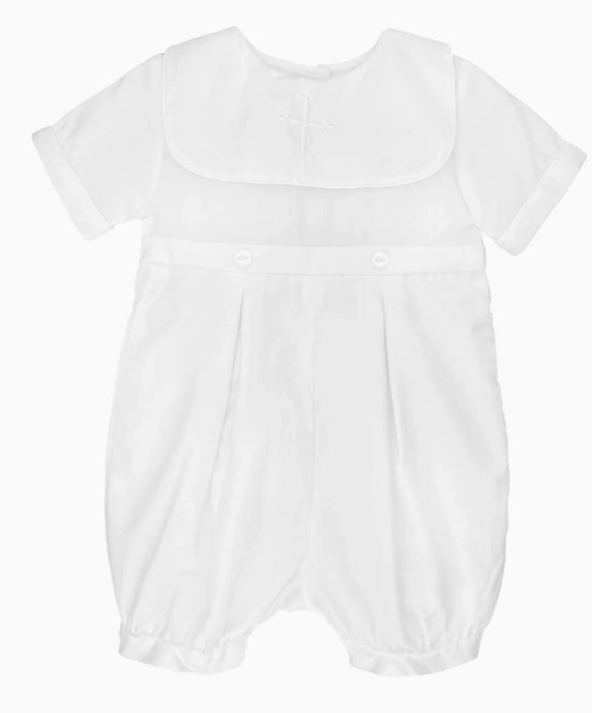 Embroidered Cross Christening Romper