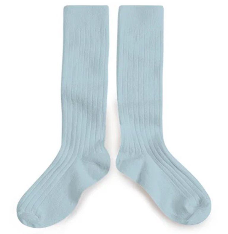 Lt Blue Ribbed Knee High Socks