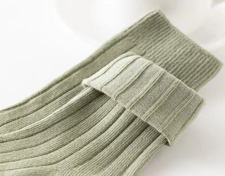 Green Ribbed Knee High Socks