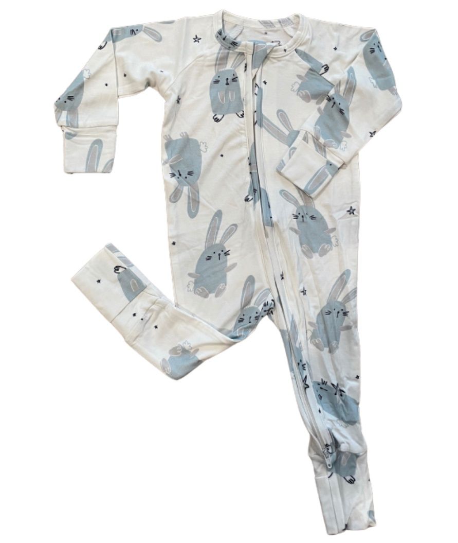 Light Blue Rabbit Bamboo Zippy