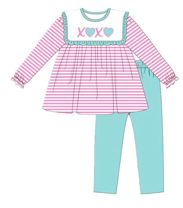 Pink Teal XoXo Outfit