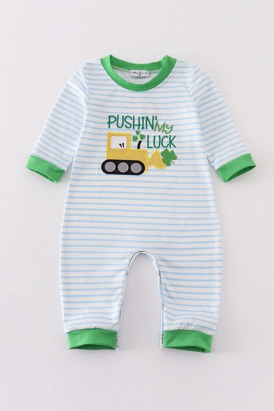 Striped Green Clover Romper