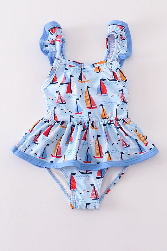 Blue Sailboat One Piece