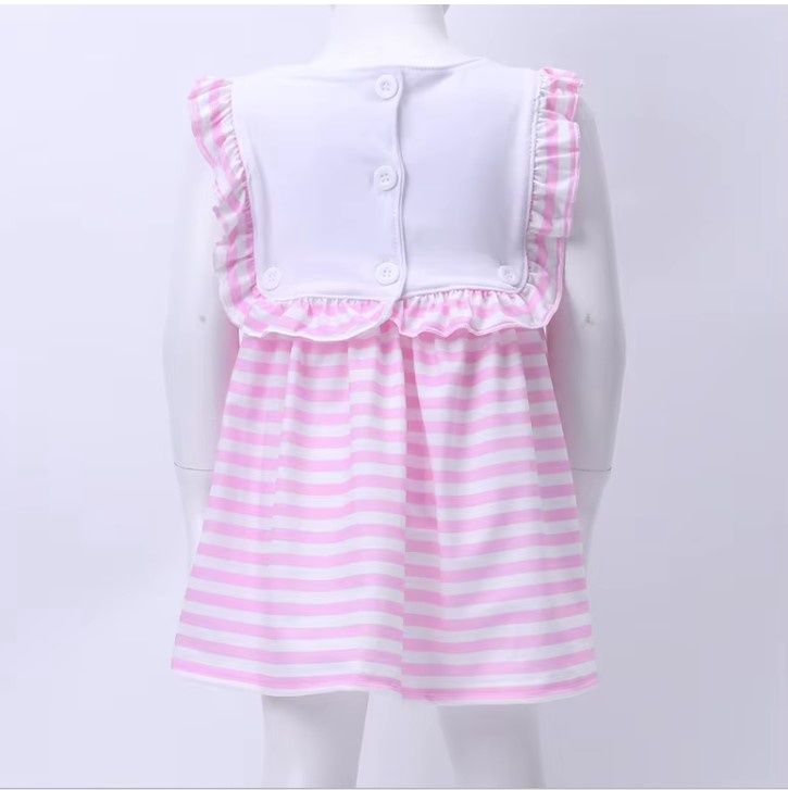Pink Stripe Embd Easter Dress
