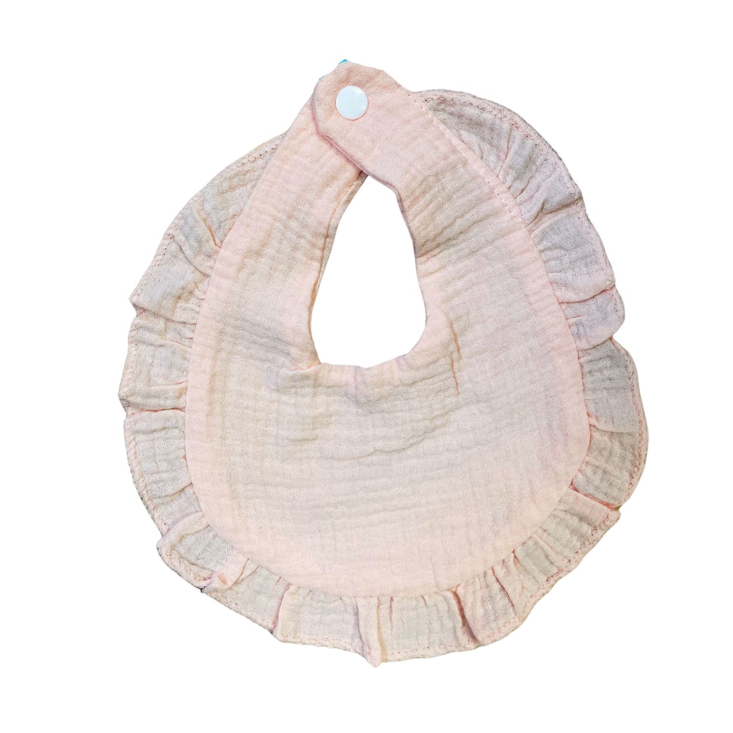 Muslin Ruffle Bib, Colour: Peach