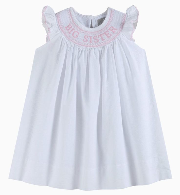 Smocked White Big Sister Dress