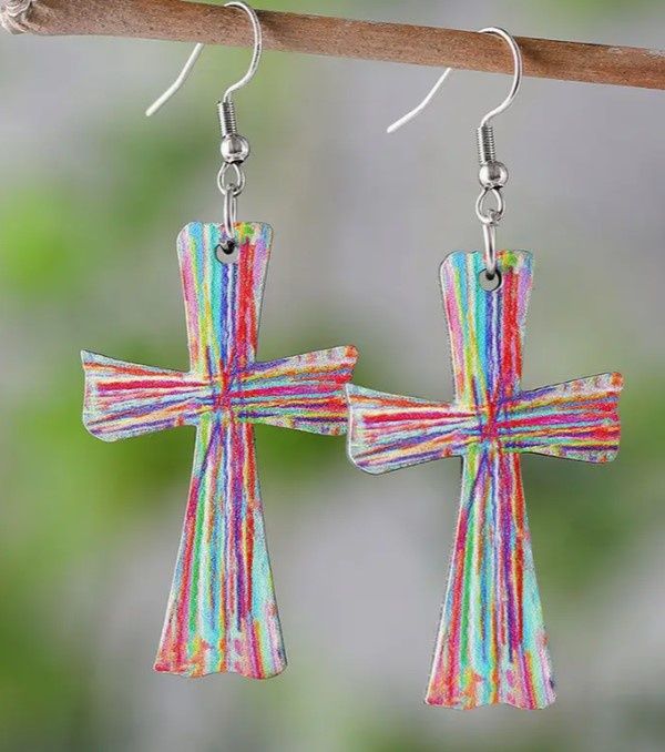 Rainbow Cross Earrings