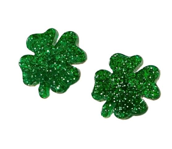 Glitter Clover Studs