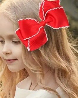5 Inch Picot Trim Bow, Colour: Red