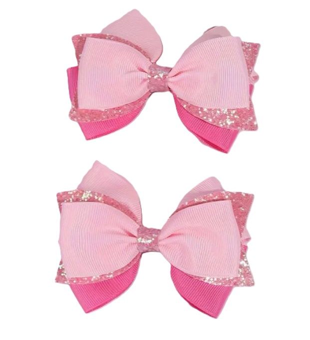 Pink Glitter Bow Pair