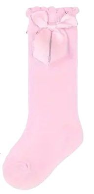 Ribbed Knee High Bow Socks, Size: 0/2, COLOR: Pink