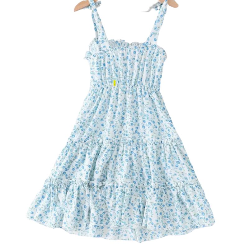 Light Blue Spaghetti Strap Floral Dress