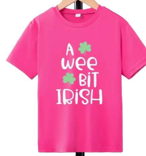 Wee Bit Irish T Shirt, Colour: Pink, Size: 5/6