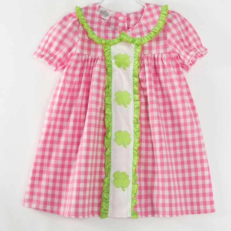 Pink Gingham St Patty's Woven Dress, Size: 12M
