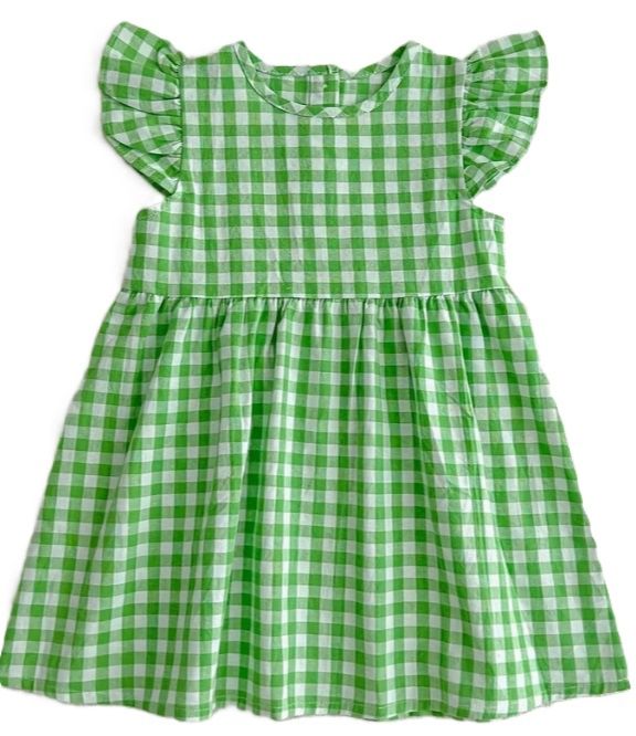 Green Gingham Dress, Size: 1/2T
