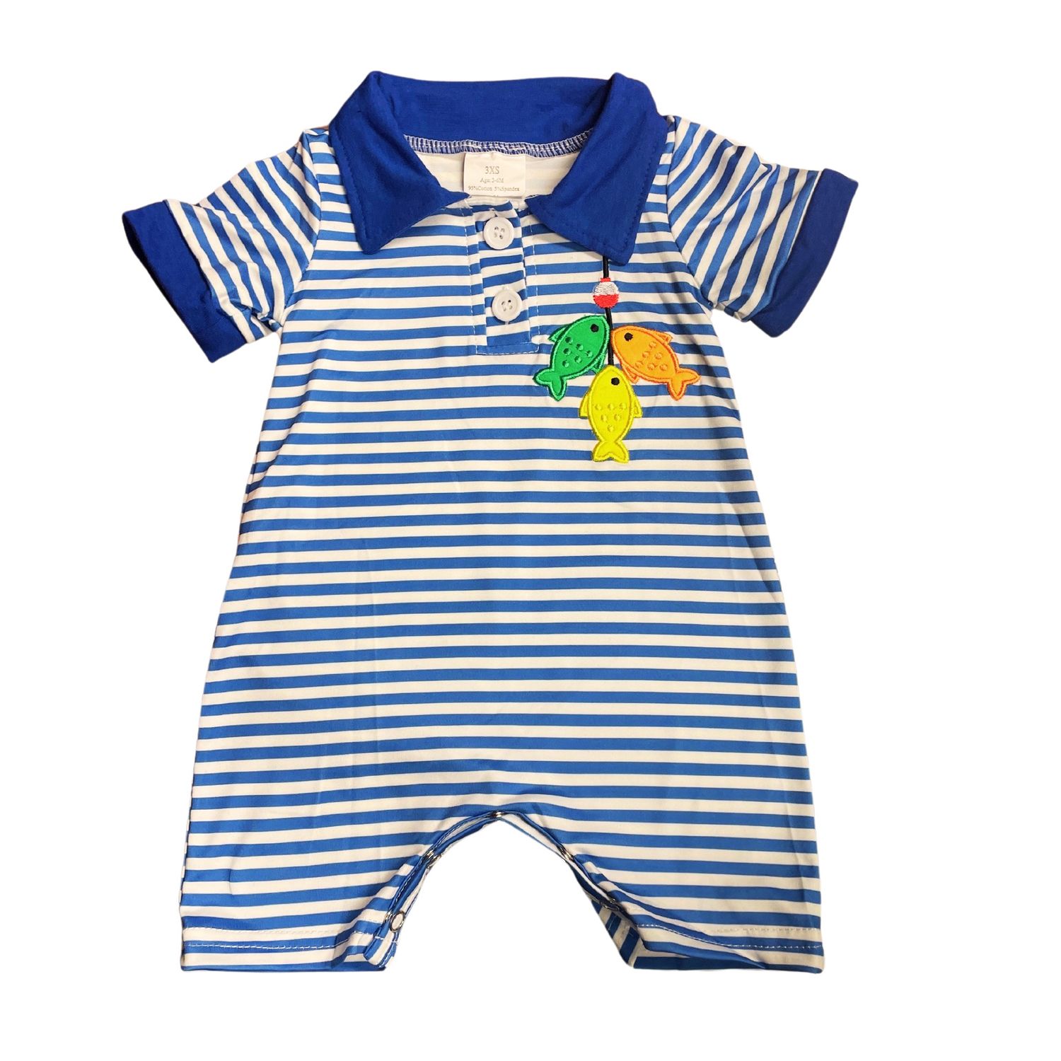 Blue Triple Fish Romper, Size: 0/3M