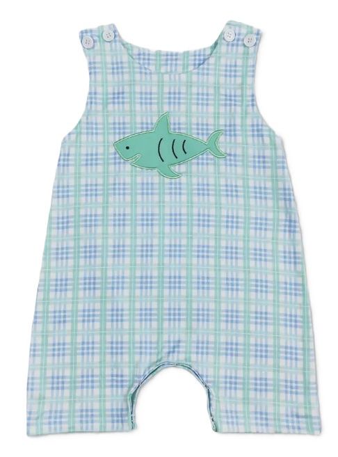 Gingham Applique Shark Jon Jon, Size: 2T