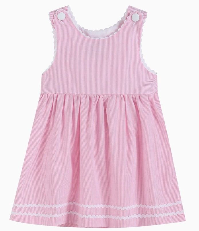Classic Pink Seersucker A Line Dress, Size: 12-18M