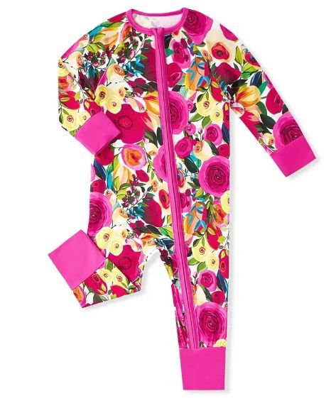 Fuchsia Floral Bamboo Zippy, Size: 0/3M