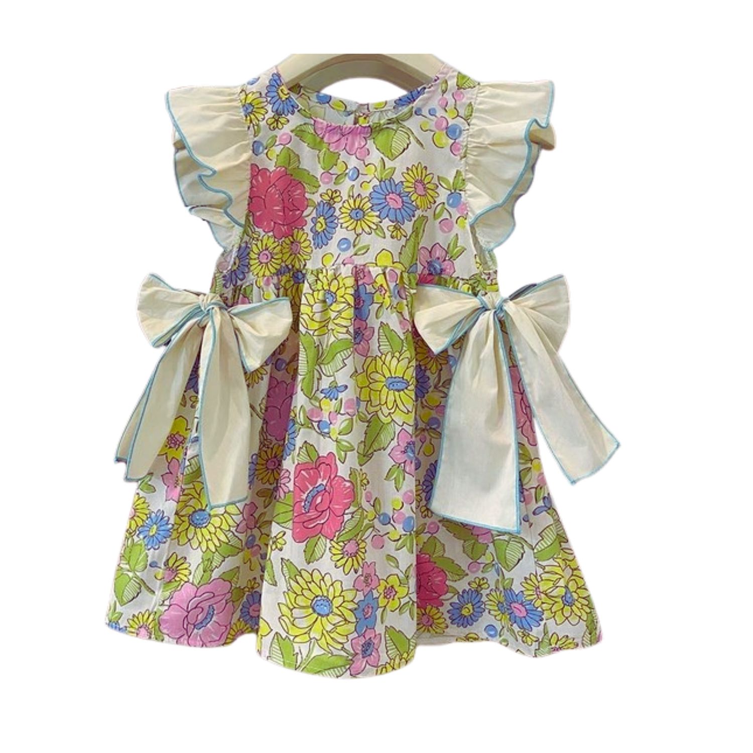Floral Side Bow Dress, Size: 3T