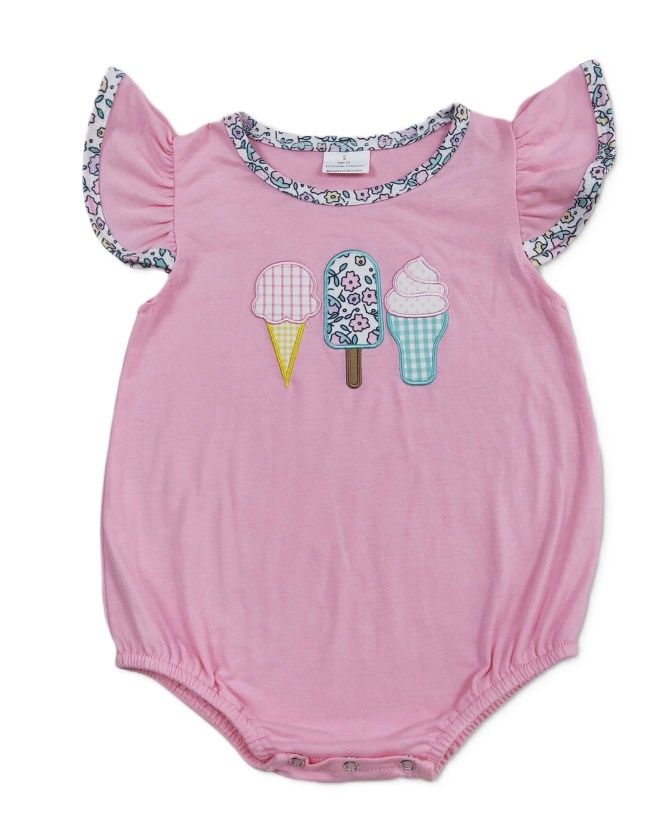 Ice Cream Applique Romper, Size: 3/6M